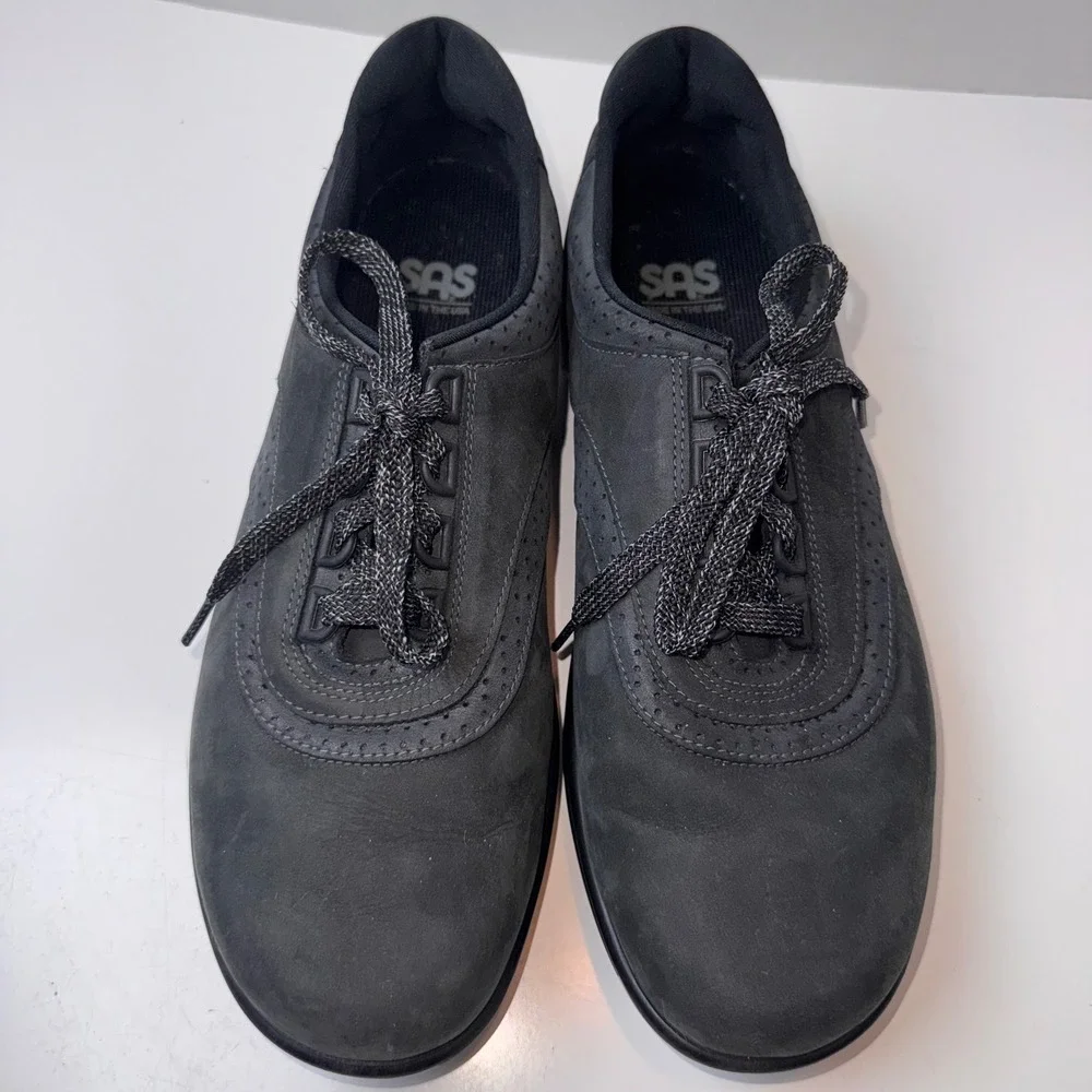 SAS Free Time Walking Shoes Women 9.5 M Charcoal Nubuck Leather Comfort Sneaker